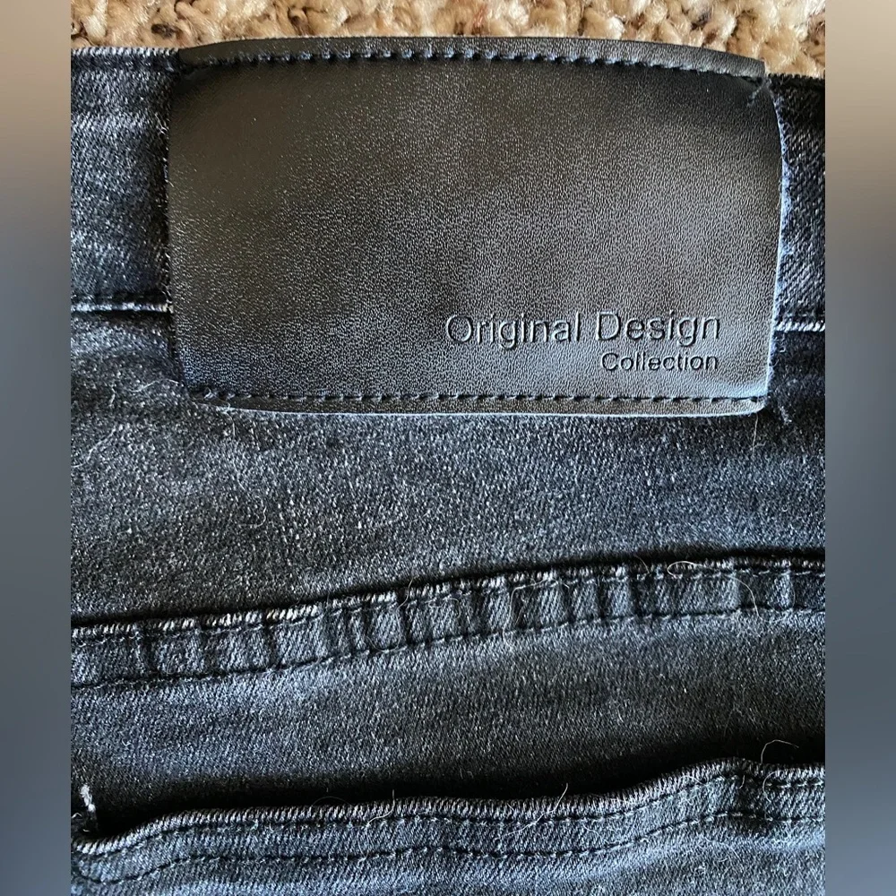 Original Design Skinny black distressed Jeans stone washed Stretchy men's W32